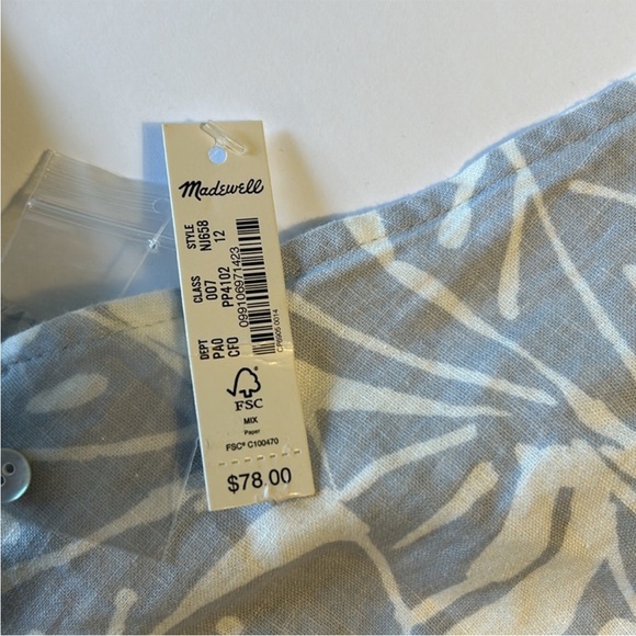 Madewell 12 Top Linen-Blend Gwen Crop Vest Top in Abstract Flora cool fog NWT - Picture 11 of 11